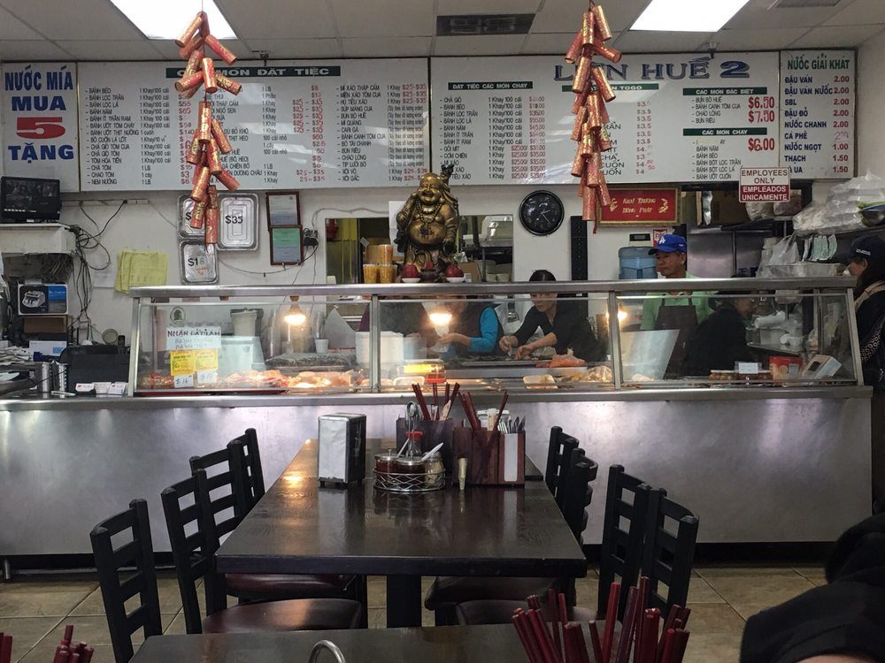 Order counter with the menu board above it