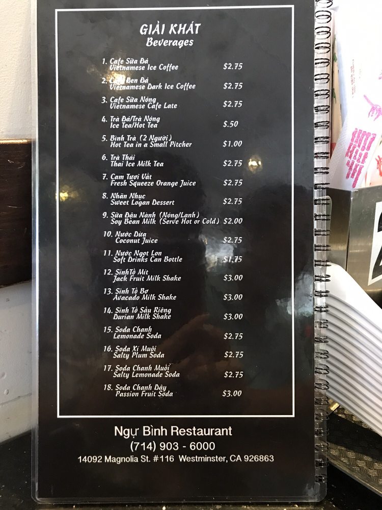 Restaurant menu page 2