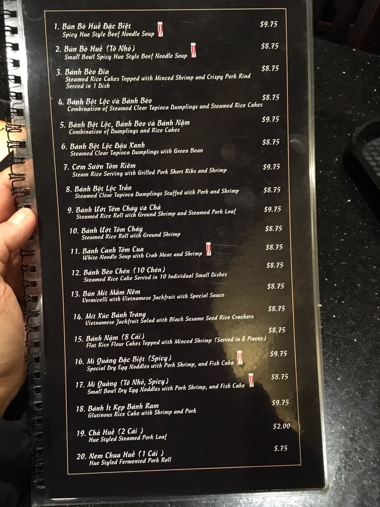 Restaurant menu page 1